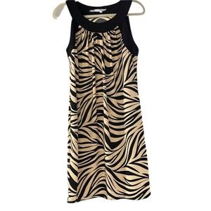 Tiana B Black Tan Dress Medium NWT Animal Print Lightweight‎ Business Casual